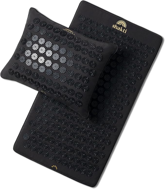 ShaktiMat Premium Acupressure Mat & All-Over Pillow Set, Level 3 Intensity in Black, Thousands of Signature Spikes That Massage Muscles, Aid Sleep & Unlock Inner Tension | Similar to Acupuncture
