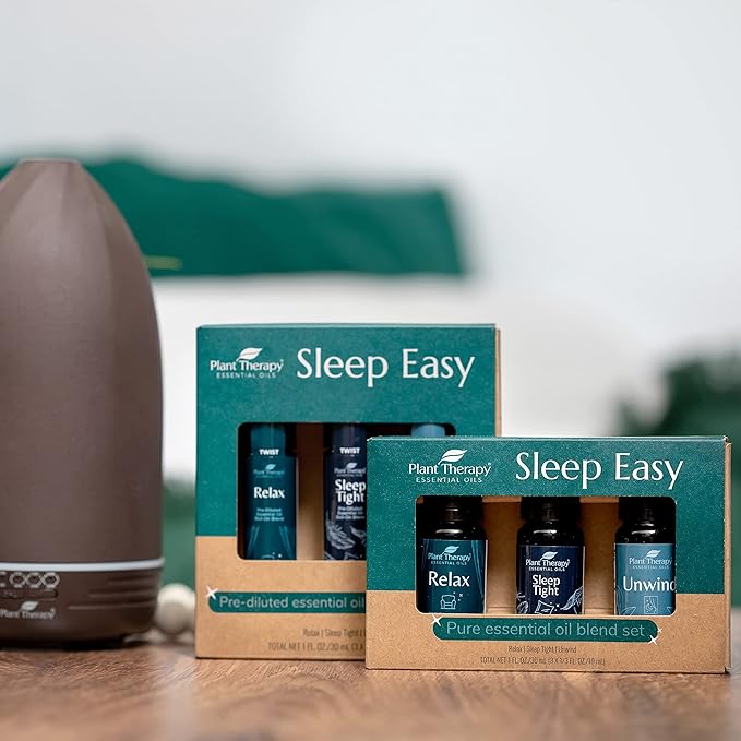 Plant Therapy Sleep Easy Essential Oil Roll On Blend Set 10 mL (1/3 oz) Each of Relax, Sleep Tight & Unwind, Pure, Pre-Diluted, Essential Oil Blends
