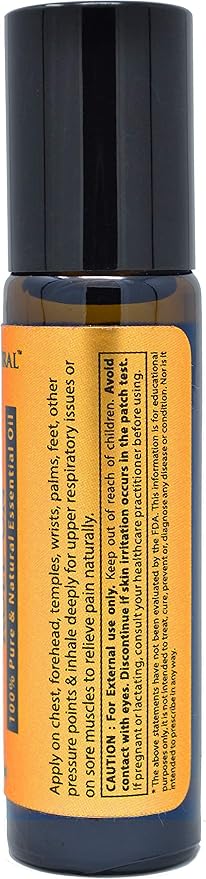 PRIME NATURAL Cold Cough Congestion Relief Essential Oil Roll on (10ml), Pre-Diluted Ready to Use Roller for Sinus, Sore Muscle, Headache & Sleep
