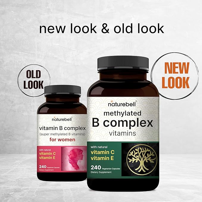 Methylated B Complex Vitamins, 240 Veggie Capsules | Multivitamin B Complex | B12, Folate, Biotin & More â with Natural Vitamin C, E, Choline & Inositol â Immune, Energy, & Prenatal Support