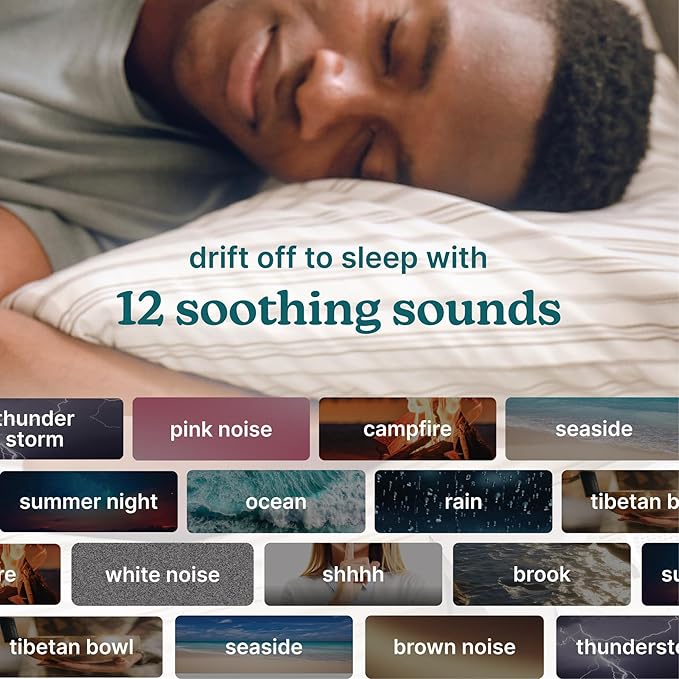 Homedics Premium Sleep Better Portable Sound Machine, Night Light,12 Soothing Sounds Including White Noise, Rain, and Thunderstorm, Ultra-Portable Design, Auto-Off Timer, for Travel & Baby Sleep