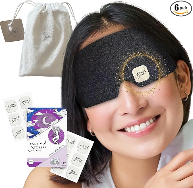 Blend Edition All in One & Cotton Eye Mask - Natural Essential Oil Scented - Aromatherapy Stickers for Eye Mask -/Relaxing & Sleeping (12 Stickers/pack, 1 Pack) (Trial Set, Relax)