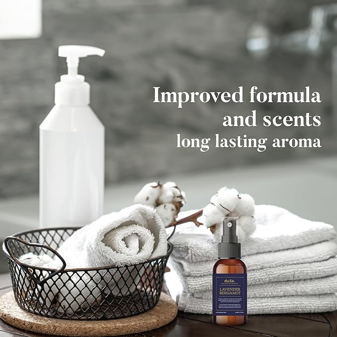 Dusa Lavender Sleep Mist – Calming Pillow & Room Spray with Essential Oils – Relaxing Aromatherapy for Deep Sleep – Fabric-Friendly & Odor Eliminating – 2 oz Travel Size