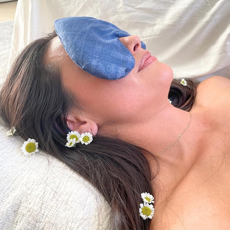 Organic Eye Pillow - Lavender & Flax Seed for Hot/Cold Therapy, Migraine & Sinus Relief | Relaxation Mask & Ideal Valentine's Day Gift for Her, Wife, Girlfriend, Best Friend
