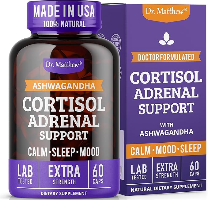 Dr. Matthew Cortisol Reducer & Adrenal Support Supplement with Ashwagandha, Rhodiola & Ginseng â A Detox Cocktail to Lower Cortisol & Support Relaxation, Calm & Restful Sleep