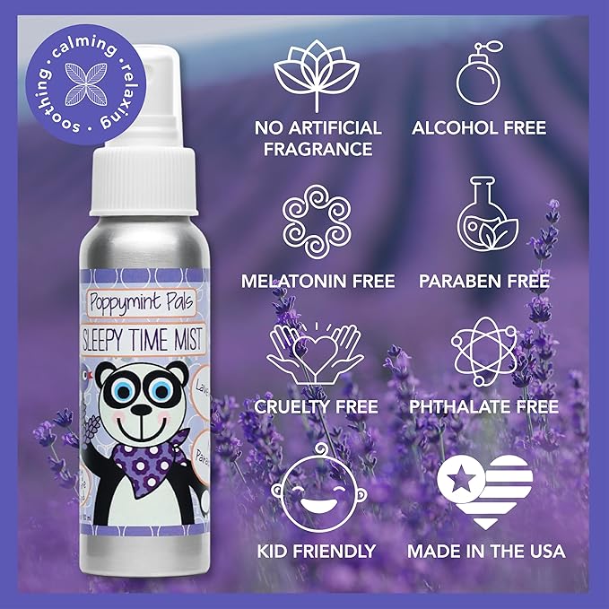 Poppymint Pals Lavender Sleepytime Spray Mist – (2.7oz, Pack of 1) Sweet Dreams for Little Ones - Lavender Essential Oil for Pillow and Bedroom to Enhance Sleeping - For Kids and Toddlers