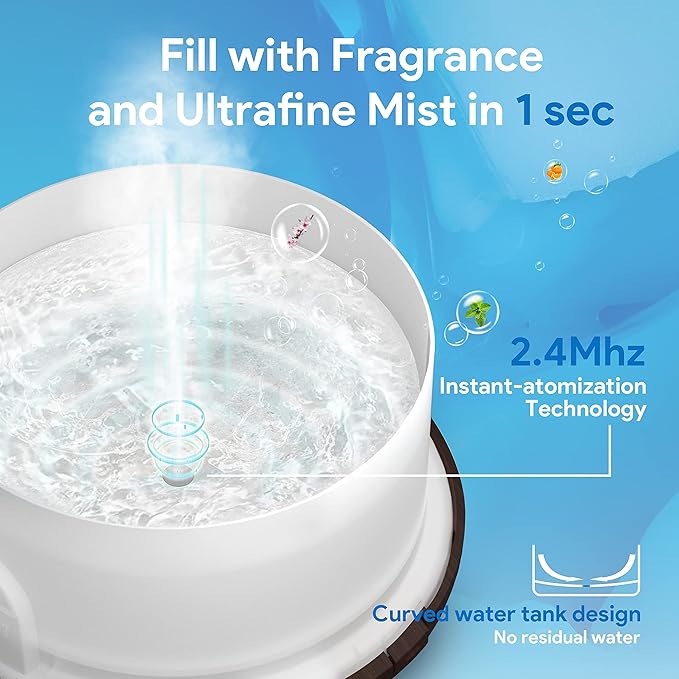 ASAKUKI 500ml Premium, Essential Oil Diffuser with Remote Control, 5 in 1 Ultrasonic Aromatherapy Fragrant Oil Humidifier Vaporizer, Timer and Auto-Off Switch Brown