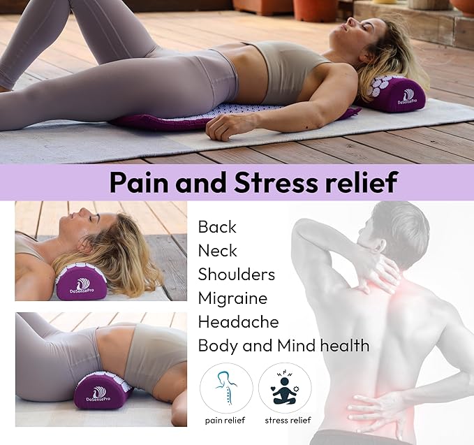 Acupressure Mat & Pillow Set - Acupressure Therapy for Back and Neck Pain Relief, Sciatica, and Pressure Point Aches Ideal Acupuncture Mat for Sleeping Aid & Recovery