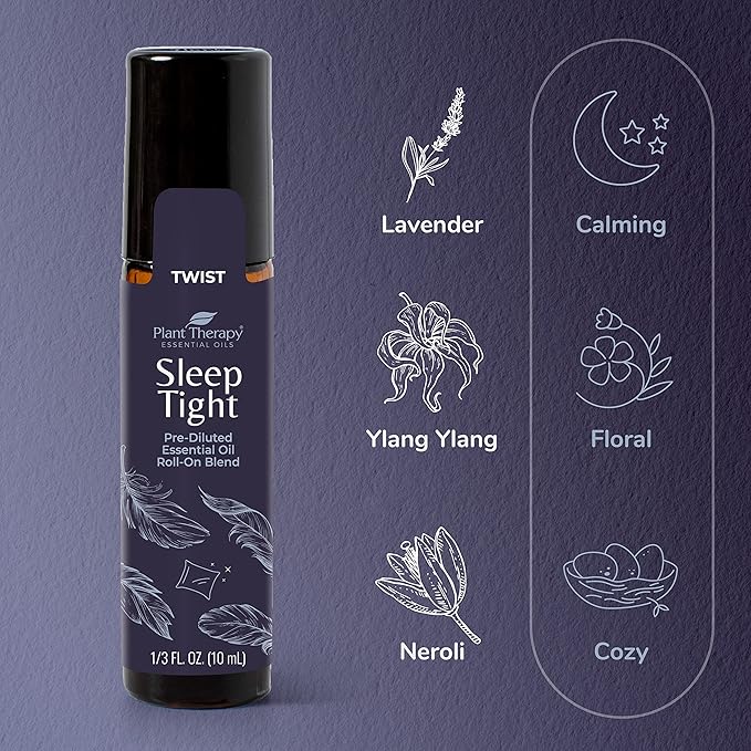 Plant Therapy Sleep Easy Essential Oil Roll On Blend Set 10 mL (1/3 oz) Each of Relax, Sleep Tight & Unwind, Pure, Pre-Diluted, Essential Oil Blends