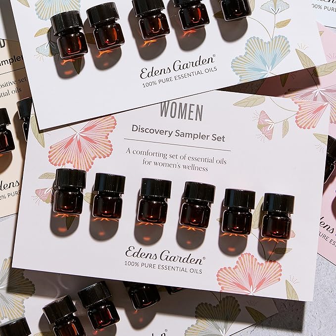 Edens Garden Women Essential Oils Discovery Sampler 6 Set – 100% Pure Therapeutic Grade, Undiluted Blends for PMS, Hormonal Balance & Menopause Support - Natural, Skin Safe & Vegan, .92 ml/6 Pack