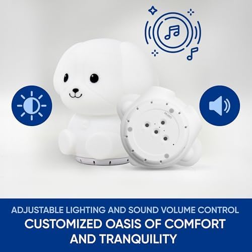 Mindfulness 'Breathing Puppy' | 4-7-8 Guided Visual Meditation Breathing Light | 3 in 1 Device with Night Light & Noise Machine for ADHD Anxiety Stress Relief Sleep - Gift for Kids Adult Women Men