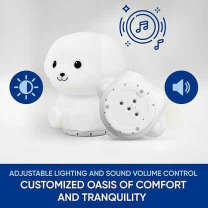 Mindfulness 'Breathing Puppy' | 4-7-8 Guided Visual Meditation Breathing Light | 3 in 1 Device with Night Light & Noise Machine for ADHD Anxiety Stress Relief Sleep - Gift for Kids Adult Women Men