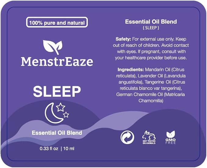 Natural Sleep Essential Oil Roll On, 100% Natural & Pure Deep Relaxation Blend with Lavender, Chamomile, Sweet Orange Aromatherapy Oils, 10ml