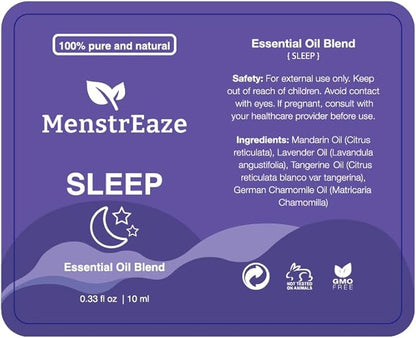 Natural Sleep Essential Oil Roll On, 100% Natural & Pure Deep Relaxation Blend with Lavender, Chamomile, Sweet Orange Aromatherapy Oils, 10ml
