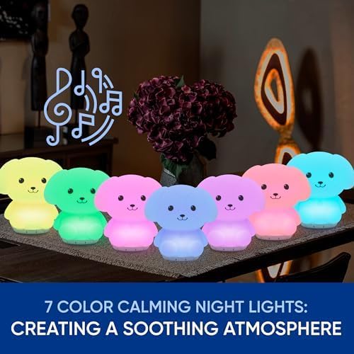 Mindfulness 'Breathing Puppy' | 4-7-8 Guided Visual Meditation Breathing Light | 3 in 1 Device with Night Light & Noise Machine for ADHD Anxiety Stress Relief Sleep - Gift for Kids Adult Women Men