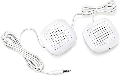 Sound Oasis Pillow Speakers, 2 UltraThin Stereo Speakers, Volume Control, Surround Sound for Music, Sleep, Tinnitus Masking, Connect to External Sound Source with 1/8" 3.5mm Headphone Jack Plug, White