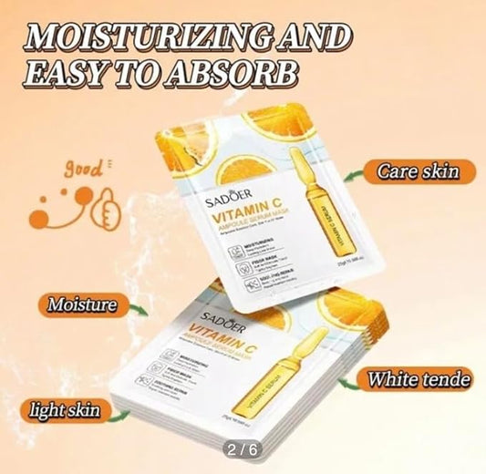 Korean Skin Care Multi-Vitamins Face Sheet Mask, Pack of 10 vitamina C