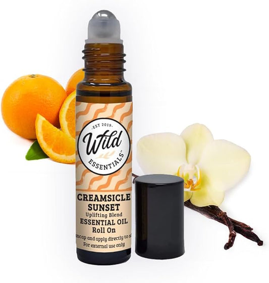 Wild Essentials Creamsicle Sunset Essential Oil Roll On, 10ml Uplifting, Mood Booster, Made with 100% Pure, Premium Grade Essential Oils and Organic Jojoba Oil, Ready to Use, Moisturizer, All Natural