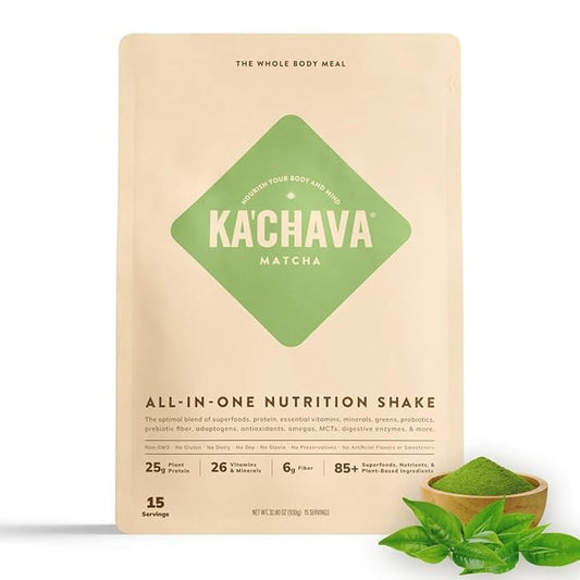 KaâChava All-In-One Nutrition Shake Blend, 85+ Superfoods & Nutrients, Meal Replacement, Greens Plant-Based Superfood Powder Protein Drink, Digestive Enzymes & Probiotics, Vegan Dairy Gluten Free, 2lb
