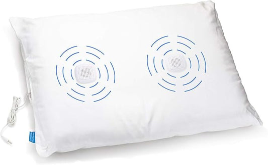 Sound Oasis Sleep Therapy Pillow, 2 Hi-Fidelity, Ultra-Thin Stereo Speakers, Vol. Control, Connect to Sound Source, Fall Asleep Wake Up Refreshed, Sleep, Relax, Manage Tinnitus, Comfortable & Soft.