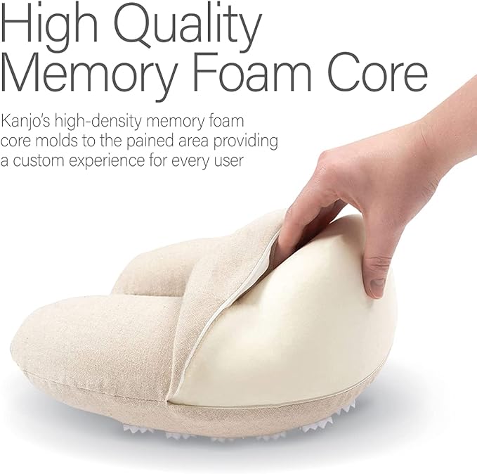 Kanjo Memory Foam Acupressure Neck Pillow - High Density Memory Foam Core - Travel Accessory Pillow - Relieves Neck Pain and Back Pain - Includes Carry Bag - FSA & HSA Eligible