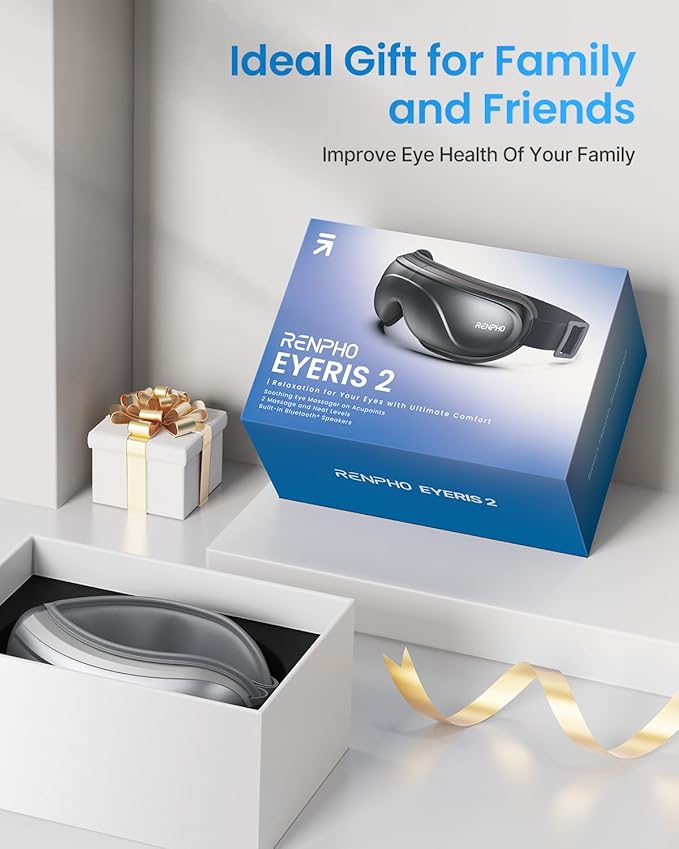 RENPHO Eye Massager with Heat, Eyeris 2 Mothers Day Birthday Gifts for Mom Dad Women Men Face Massager, Heated Eye Mask for Migraines Relief, Eye Strain Dry Eye Improve Sleep