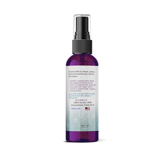 Diva Stuff Travelers Mist - Promotes Clear Skin & Protects from Acne-Causing Funk, Cleans Pillows, Hands, & Sheets - Aromatherapy Spray for Relaxation and Sleep, Made in USA (Soothing Green Tea, 2 oz)