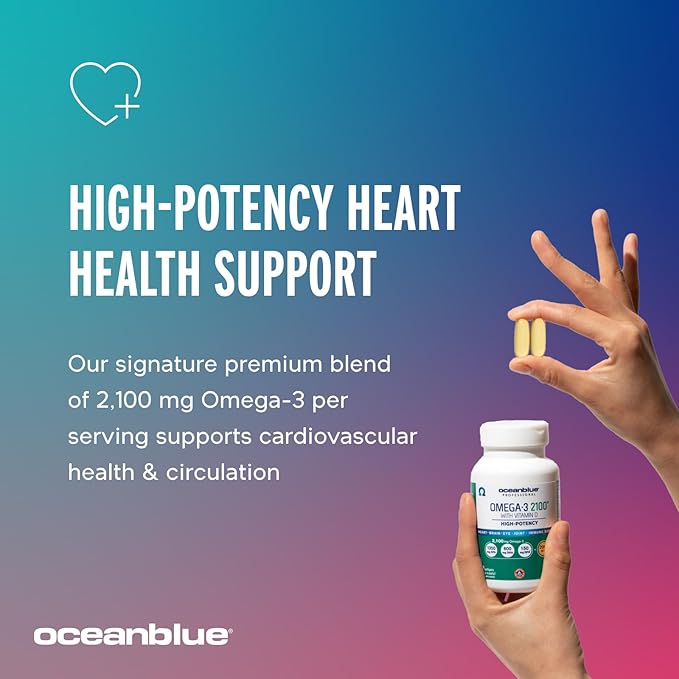 Oceanblue Professional Omega-3 2100 â 120 ct â Triple Strength Burpless Fish Oil Supplement with High-Potency EPA, DHA, DPA and Vitamin D3 â Wild-Caught â Vanilla Flavor (60 Servings)