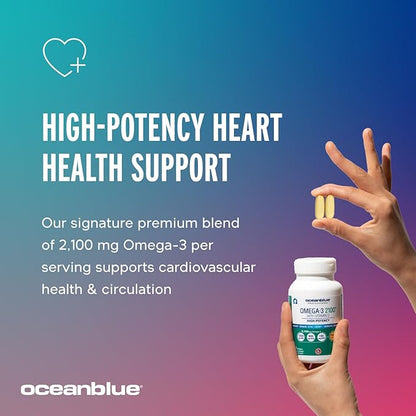 Oceanblue Professional Omega-3 2100 â 120 ct â Triple Strength Burpless Fish Oil Supplement with High-Potency EPA, DHA, DPA and Vitamin D3 â Wild-Caught â Vanilla Flavor (60 Servings)