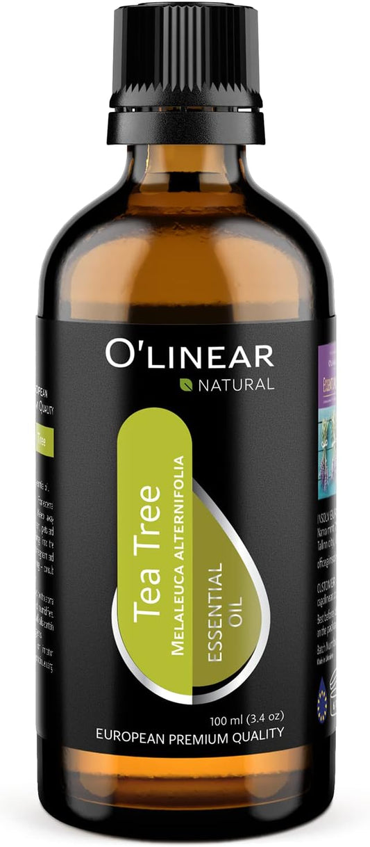 Tea Tree Essential Oil 3.4 Fl Oz, Pure Aromatherapy Natural Melaleuca Oil for Diffusers Home Scents, and Candle Making 100% Tea Tree Oil, Therapeutic Grade Bulk With Dropper for Humidifier Aroma Drops