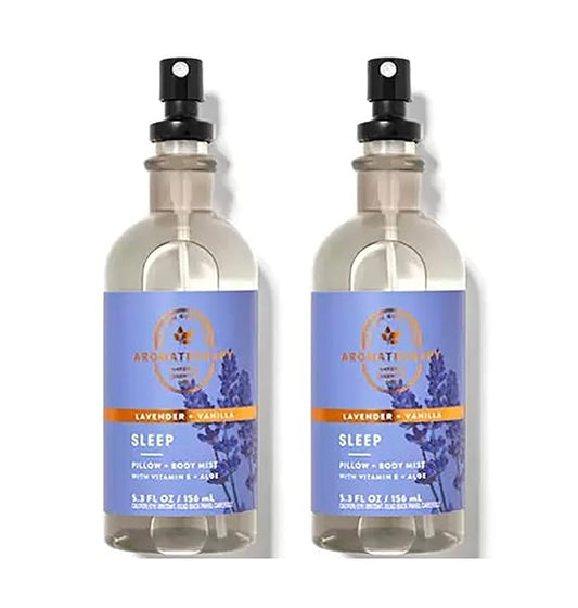 Bath & Body Works Aromatherapy Lavender Vanilla Stress Relief Pillow Mist, 5.3 Fl Oz, 2-Pack (Lavender Vanilla)