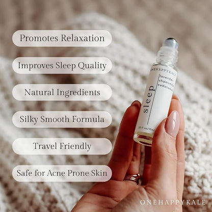 Sleep Essential Oil Roll-On 10ml – Relaxing Aromatherapy with Lavender, Cedarwood & Roman Chamomile for Deep Sleep & Stress Relief – Therapeutic Grade, Natural Oils, Acne-Safe, Vegan & Cruelty-Free
