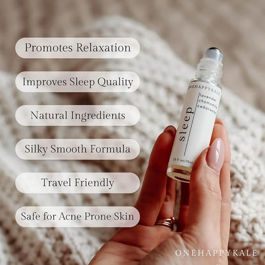 Sleep Essential Oil Roll-On 10ml – Relaxing Aromatherapy with Lavender, Cedarwood & Roman Chamomile for Deep Sleep & Stress Relief – Therapeutic Grade, Natural Oils, Acne-Safe, Vegan & Cruelty-Free