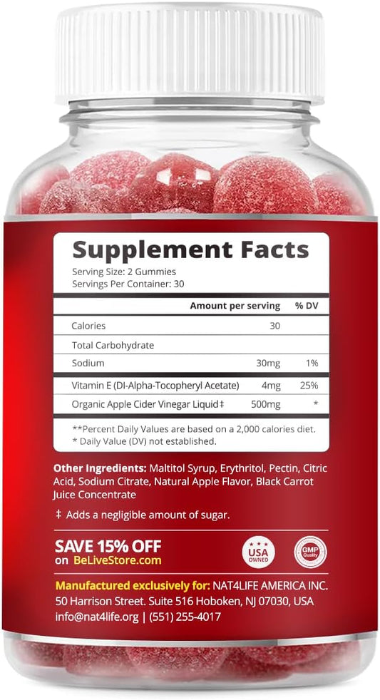 BeLive Apple Cider Vinegar Sugar Free Gummies â Great for Digestion & Healthy Diet - Gluten Free, No Glucose Syrup, ACV Gummies Alternative to Capsules & Drink (120 Ct) â 2 Pack