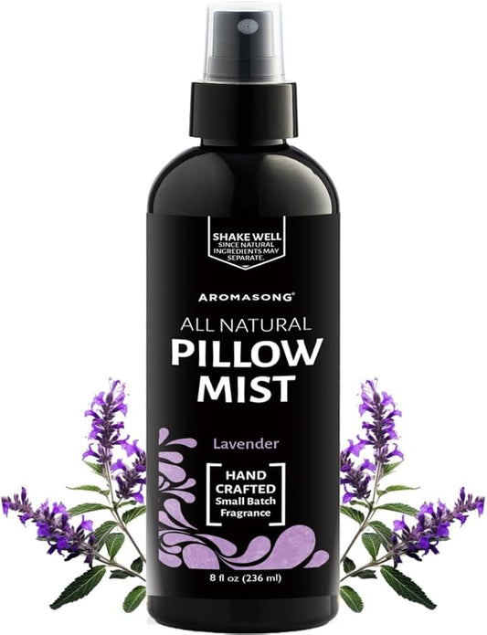 Aromasong Lavender Pillow Spray - All Natural Linen & Bedtime Mist for Sleep - Aromatherapy Botanical Essential Oils for Sleeping - Fragrance Scent 8 Oz.