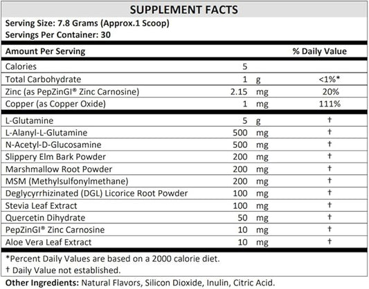 TERRA ORIGIN Healthy Gut Peach Banana | 30-Servings with L-Glutamine, Zinc, Glucosamine, Slippery Elm Bark, Marshmallow Root and More!