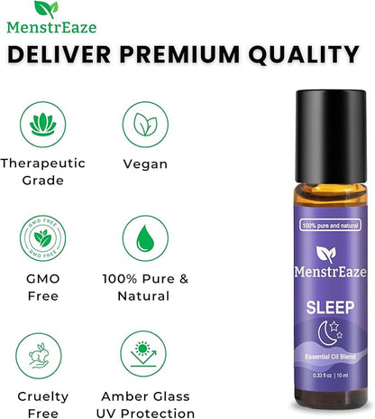 Natural Sleep Essential Oil Roll On, 100% Natural & Pure Deep Relaxation Blend with Lavender, Chamomile, Sweet Orange Aromatherapy Oils, 10ml