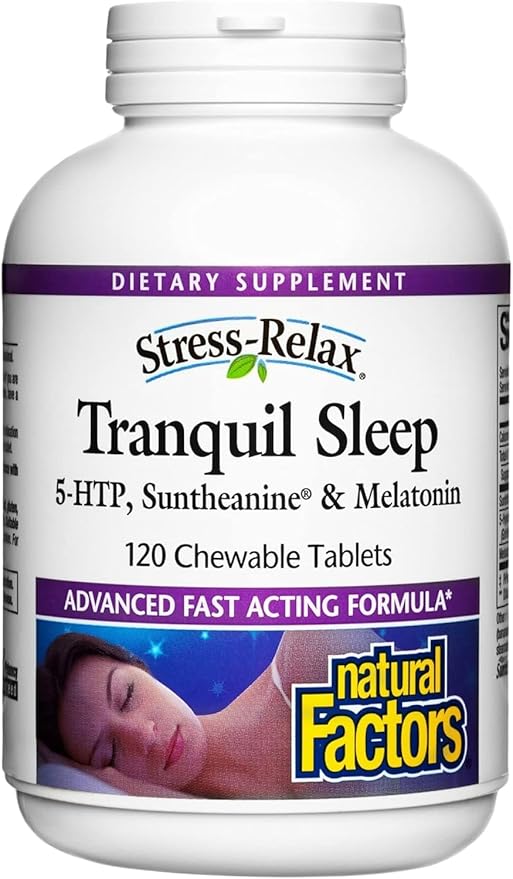 Natural Factors Stress-Relax Tranquil Sleep Chewable, Supports The Full Sleep Cycle, 120 Tablets