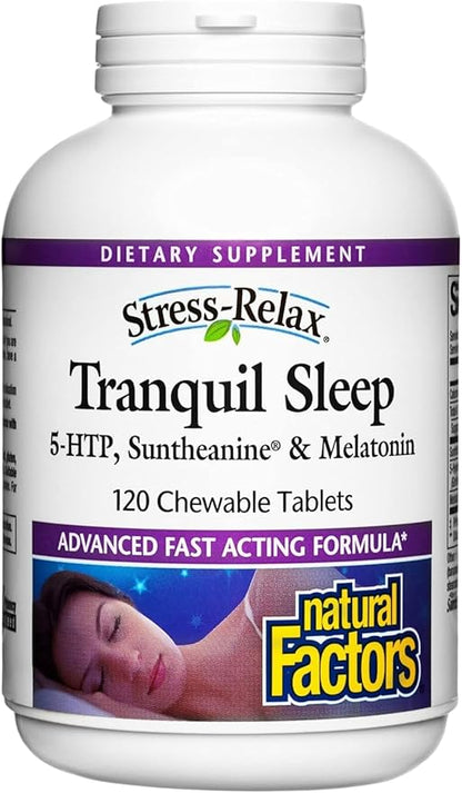Natural Factors Stress-Relax Tranquil Sleep Chewable, Supports The Full Sleep Cycle, 120 Tablets
