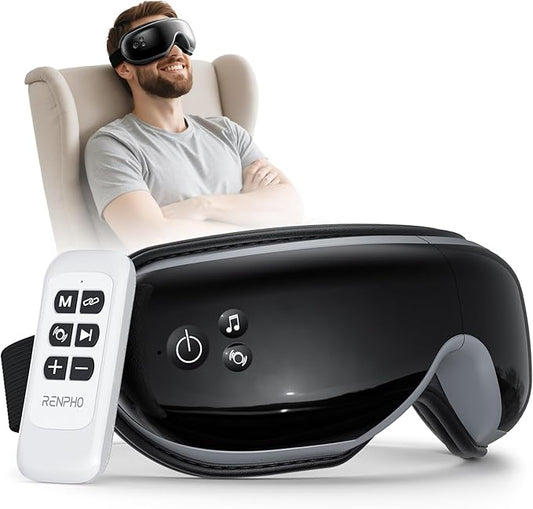 RENPHO Eye Massager, Fathers Day Birthday Gifts for Dad Husband Men, Eyeris1 Eye Massager FSA HSA with Heat & Remote, Compression, Sleep Mask for Relax, Migraine Relief, Reduce Strain, Improve Sleep