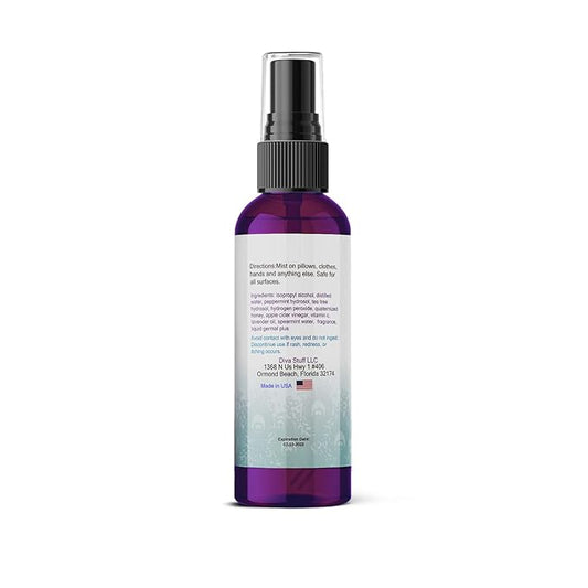 Diva Stuff Travelers Mist - Promotes Clear Skin & Protects from Acne-Causing Funk, Cleans Pillows, Hands, and Sheets - Aromatherapy Spray for Relaxation and Sleep, Made in USA (Vanilla King, 2 oz)