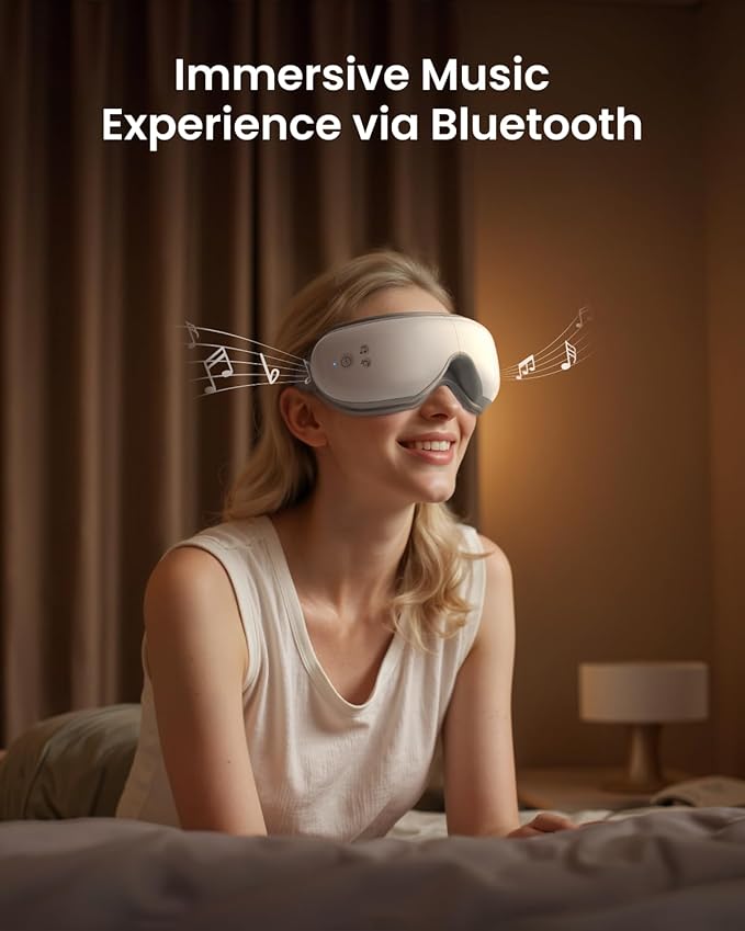 RENPHO Eye Massager with Remote, Heat, Compression, Fathers Day Birthday Gifts for Dad Women, Eyeris 1 Sleep Mask FSA HSA, Headache Massager Scalp for Strain Relief, Migraine Relief, Reduce Stye Eye
