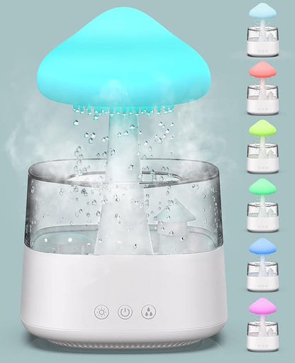 Rain Cloud Humidifier Water Drip, Mushroom Cloud Humidifier Rain Drop Sounds for Sleeping