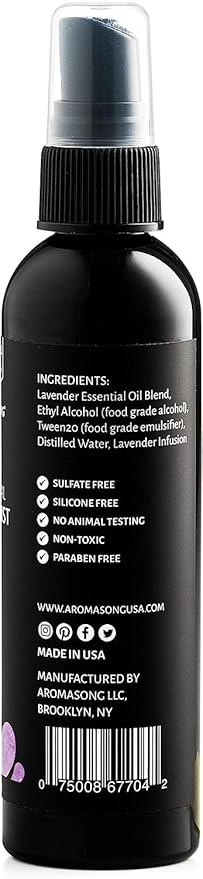 Aromasong Lavender Pillow Spray - All Natural Calming Linen & Bedtime Mist for Deep Sleep - Aromatherapy Botanical Essential Oils for Sleeping - for Relaxing Stress Fragrance Scent