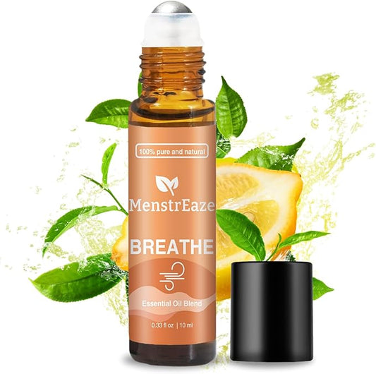 Breathe Essential Oil Roll-On Blend, Therapeutic-Grade Clear Breathing & Energy Boost, 100% Natural & Pure, Pure Blend of Eucalyptus, Peppermint & Australian Tea Tree, 10ml