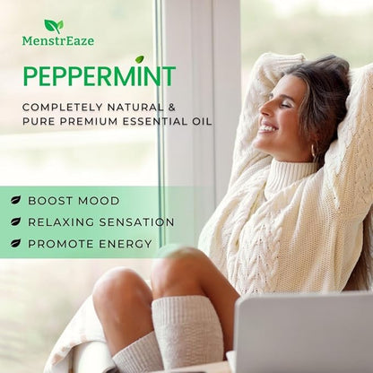 Peppermint Essential Oil Roll On, Migraine & Headache Support, High Potency, Purem Natural Oil, Blend with Sweet Almond Oil for Skin, Refreshing and Calming, Nausea Support, 10ml
