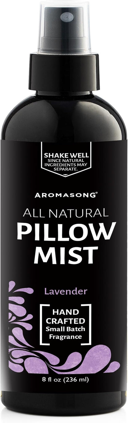 Aromasong Lavender Pillow Spray - All Natural Linen & Bedtime Mist for Sleep - Aromatherapy Botanical Essential Oils for Sleeping - Fragrance Scent 8 Oz.