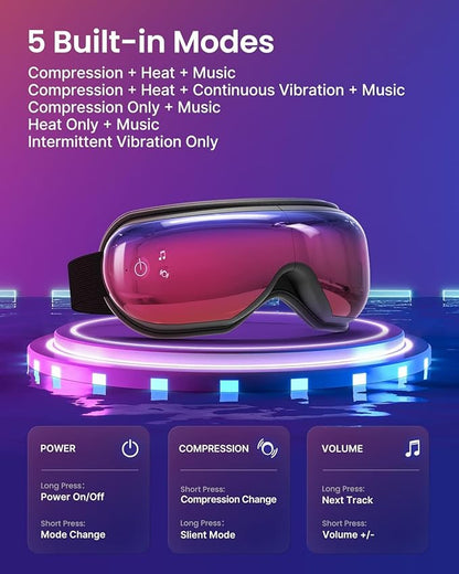 RENPHO Father's Day Gifts Eyeris 1 Eye Massager with Heat, Sleep Mask with Bluetooth Music, Face Massager, Eye Care Device, Reduce Eye Strain Birthday Gifts for Women Men Her Him