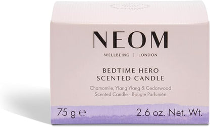 NEOM- Bedtime Hero Scented Candle, Travel Size | Essential Oil Aromatherapy Candle | Ylang Ylang & Chamomile | Scent to Sleep
