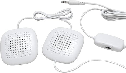 Sound Oasis Pillow Speakers, 2 UltraThin Stereo Speakers, Volume Control, Surround Sound for Music, Sleep, Tinnitus Masking, Connect to External Sound Source with 1/8" 3.5mm Headphone Jack Plug, White